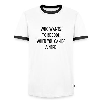 Zitat / Geek / Gaming / Videospiele / Nerd - Männer Kontrast-T-Shirt - Weiß/Schwarz - Vorne - AI Model Female 172 light (172cm) & AI Model Male 178 dark (178cm)