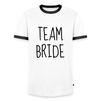 Mariage Amour Marié Mariée EJG EVJF Mari Femme - T-shirt contrasté Homme - blanc/noir - Devant - AI Model Female 172 light (172cm) & AI Model Male 178 dark (178cm)