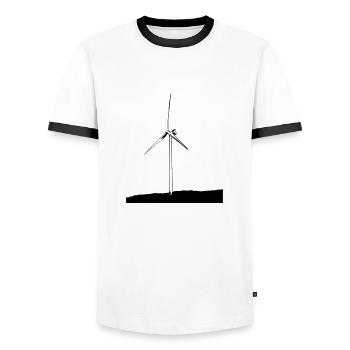 windmill - Men's Ringer Shirt - white/black - Front - AI Model Female 172 light (172cm) & AI Model Male 178 dark (178cm)