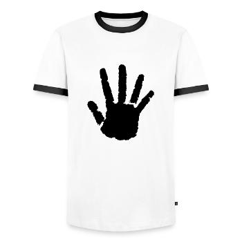 Main Noire Onizuka Style - T-shirt contrasté Homme - blanc/noir - Devant - AI Model Female 172 light (172cm) & AI Model Male 178 dark (178cm)