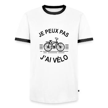 je peux pas j'ai vélo - T-shirt contrasté Homme - blanc/noir - Devant - AI Model Female 172 light (172cm) & AI Model Male 178 dark (178cm)