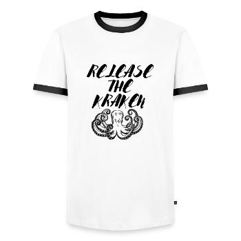 LIBÉREZ LE KRAKEN - T-shirt contrasté Homme - blanc/noir - Devant - AI Model Female 172 light (172cm) & AI Model Male 178 dark (178cm)