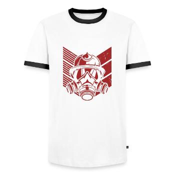 Firefighter Men Fire Brigade - Men's Ringer Shirt - white/black - Front - AI Model Female 172 light (172cm) & AI Model Male 178 dark (178cm)