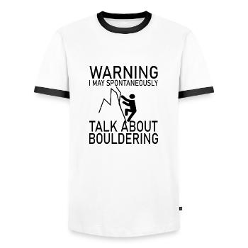 Bouldern Klettern Climbing - Männer Kontrast-T-Shirt - Weiß/Schwarz - Vorne - AI Model Female 172 light (172cm) & AI Model Male 178 dark (178cm)