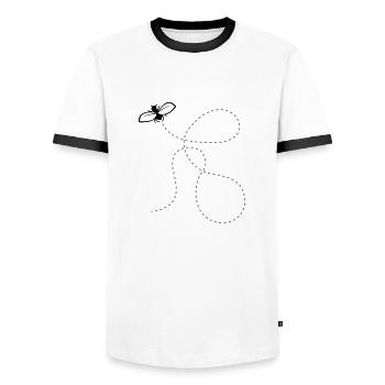 Fliege Gestrichelte Linie - Männer Kontrast-T-Shirt - Weiß/Schwarz - Vorne - AI Model Female 172 light (172cm) & AI Model Male 178 dark (178cm)
