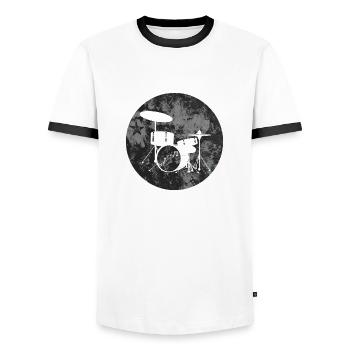 Schlagzeug - Männer Kontrast-T-Shirt - Weiß/Schwarz - Vorne - AI Model Female 172 light (172cm) & AI Model Male 178 dark (178cm)