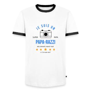 Papa razzi - T-shirt contrasté Homme - blanc/noir - Devant - AI Model Female 172 light (172cm) & AI Model Male 178 dark (178cm)