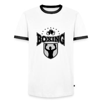 Boxer Boxing Boxing Martial Arts Ring Sport - Men's Ringer Shirt - white/black - Front - AI Model Female 172 light (172cm) & AI Model Male 178 dark (178cm)