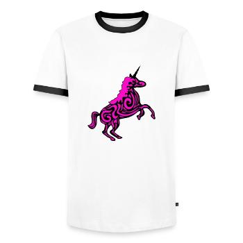unicorn design 002 - Men's Ringer Shirt - white/black - Front - AI Model Female 172 light (172cm) & AI Model Male 178 dark (178cm)