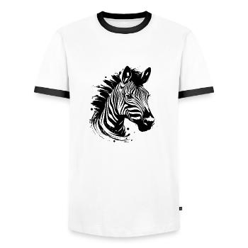zebrakopf - Männer Kontrast-T-Shirt - Weiß/Schwarz - Vorne - AI Model Female 172 light (172cm) & AI Model Male 178 dark (178cm)
