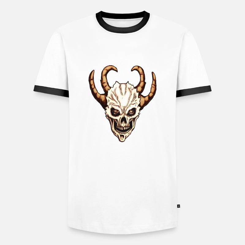 Dämonen Schädel - Männer Kontrast-T-Shirt - Weiß/Schwarz
