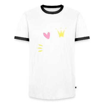 Letter W Initial Letter Crown - Men's Ringer Shirt - white/black - Front - AI Model Female 172 light (172cm) & AI Model Male 178 dark (178cm)