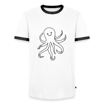 Pieuvre Pieuvre - T-shirt contrasté Homme - blanc/noir - Devant - AI Model Female 172 light (172cm) & AI Model Male 178 dark (178cm)