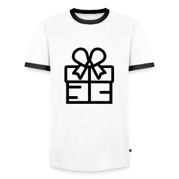Geschenk-Icon-Box - Männer Kontrast-T-Shirt - Weiß/Schwarz - Vorne - AI Model Female 172 light (172cm) & AI Model Male 178 dark (178cm)
