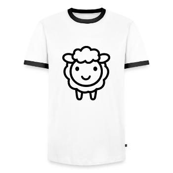 Schaf - Männer Kontrast-T-Shirt - Weiß/Schwarz - Vorne - AI Model Female 172 light (172cm) & AI Model Male 178 dark (178cm)