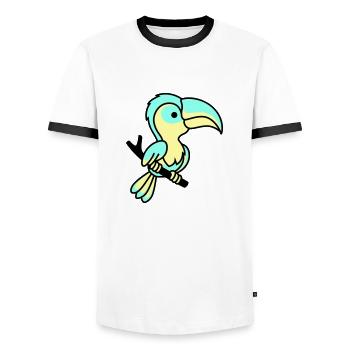 parrot - Men's Ringer Shirt - white/black - Front - AI Model Female 172 light (172cm) & AI Model Male 178 dark (178cm)