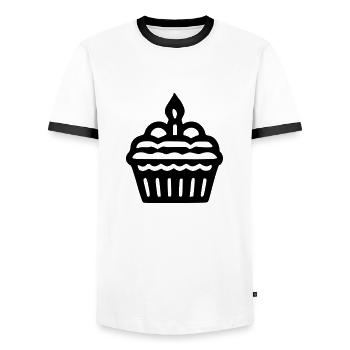 Birthday cupcake - Men's Ringer Shirt - white/black - Front - AI Model Female 172 light (172cm) & AI Model Male 178 dark (178cm)