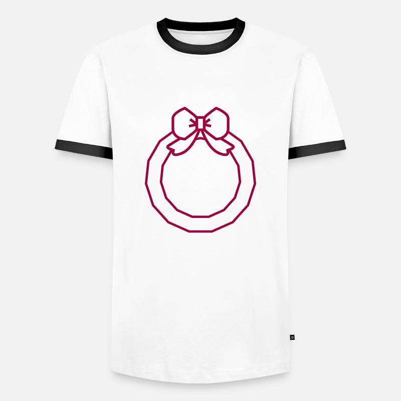 Weihnachtskranz Band Symbol - Männer Kontrast-T-Shirt - Weiß/Schwarz