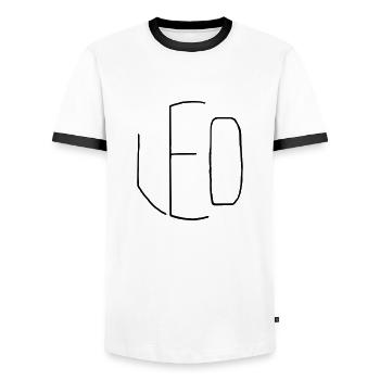 Leo - Männer Kontrast-T-Shirt - Weiß/Schwarz - Vorne - AI Model Female 172 light (172cm) & AI Model Male 178 dark (178cm)