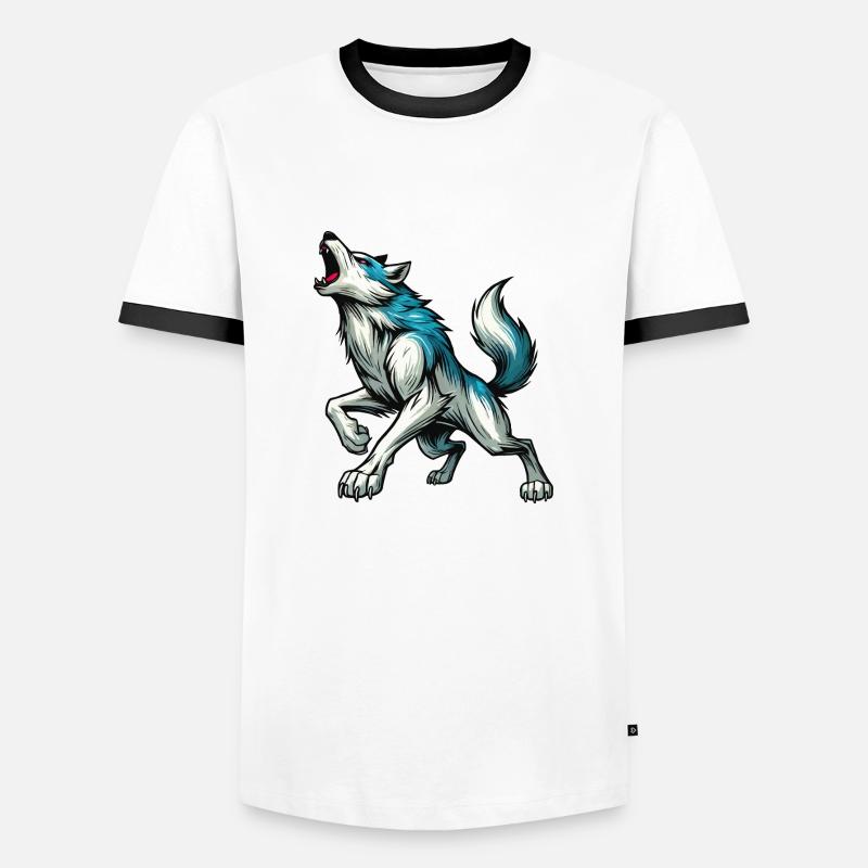 Wolf Comic - Men's Ringer Shirt - white/black