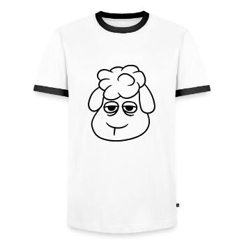 Schaf Müde Gelangweilt Leerer Blick Kopf Gesicht - Männer Kontrast-T-Shirt - Weiß/Schwarz - Vorne - AI Model Female 172 light (172cm) & AI Model Male 178 dark (178cm)