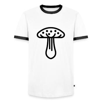 Pilz - Männer Kontrast-T-Shirt - Weiß/Schwarz - Vorne - AI Model Female 172 light (172cm) & AI Model Male 178 dark (178cm)