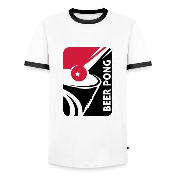 BEER PONG PRO TRINKSPIEL - Männer Kontrast-T-Shirt - Weiß/Schwarz - Vorne - AI Model Female 172 light (172cm) & AI Model Male 178 dark (178cm)