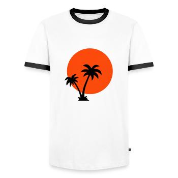 Palm Trees Sun - Men's Ringer Shirt - white/black - Front - AI Model Female 172 light (172cm) & AI Model Male 178 dark (178cm)