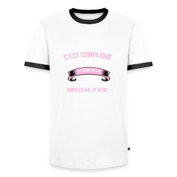 Danse orientale - T-shirt contrasté Homme - blanc/noir - Devant - AI Model Female 172 light (172cm) & AI Model Male 178 dark (178cm)
