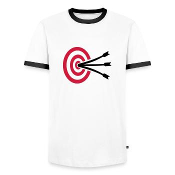 Tir à l'arc - T-shirt contrasté Homme - blanc/noir - Devant - AI Model Female 172 light (172cm) & AI Model Male 178 dark (178cm)