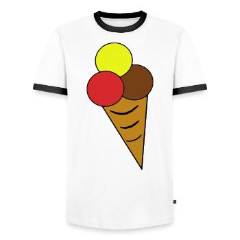 Eistüte Eiskreme Eiswaffel - Männer Kontrast-T-Shirt - Weiß/Schwarz - Vorne - AI Model Female 172 light (172cm) & AI Model Male 178 dark (178cm)