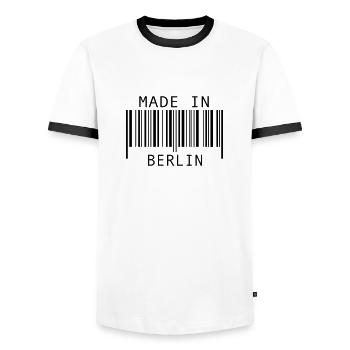 Made in Berlin - Männer Kontrast-T-Shirt - Weiß/Schwarz - Vorne - AI Model Female 172 light (172cm) & AI Model Male 178 dark (178cm)