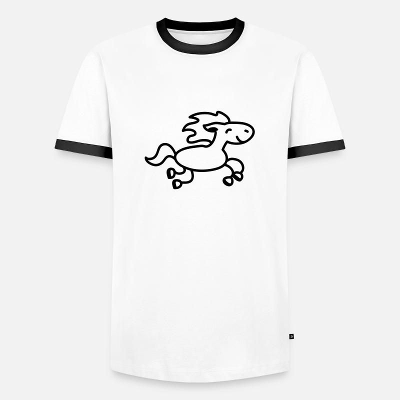 Pferd springt - line - Männer Kontrast-T-Shirt - Weiß/Schwarz