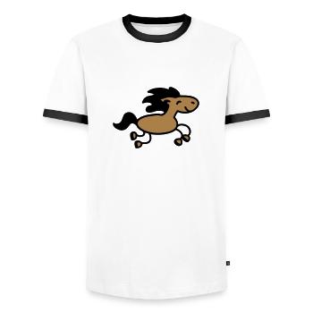 Horse jumps 2 - Men's Ringer Shirt - white/black - Front - AI Model Female 172 light (172cm) & AI Model Male 178 dark (178cm)