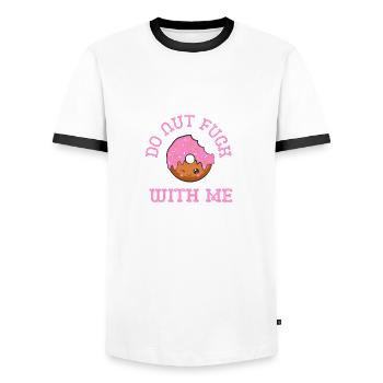 Do nut fuck with me | Donut Saying - Men's Ringer Shirt - white/black - Front - AI Model Female 172 light (172cm) & AI Model Male 178 dark (178cm)