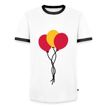 Drei Luftballons / three balloons / trois ballons - Men's Ringer Shirt - white/black - Front - AI Model Female 172 light (172cm) & AI Model Male 178 dark (178cm)