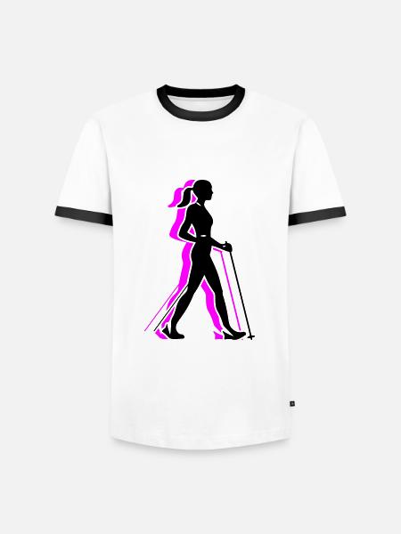 Nordic Walking Woman Icon - Men's Ringer Shirt - white/black