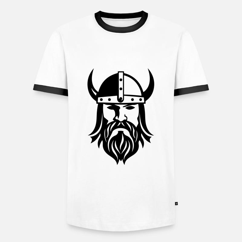 Wikinger Kopf Krieger Valhalla Odin - Männer Kontrast-T-Shirt - Weiß/Schwarz