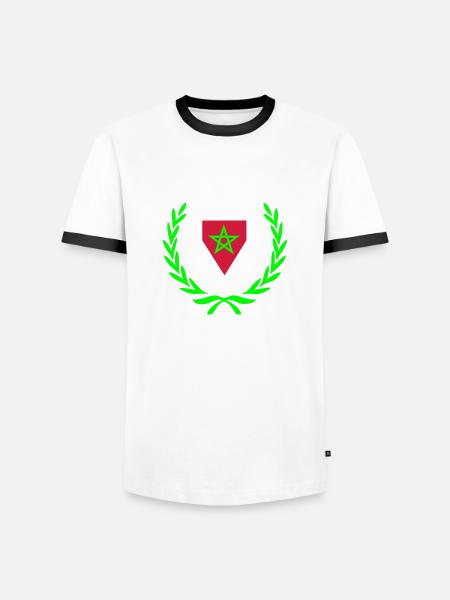 Marokko (Wapenschild & lauwerkrans) - Mannen contrastshirt - wit/zwart