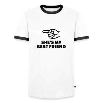 She's my best friend - Men's Ringer Shirt - white/black - Front - AI Model Female 172 light (172cm) & AI Model Male 178 dark (178cm)