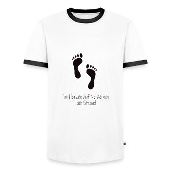 Im Herzen auf Norderney - Männer Kontrast-T-Shirt - Weiß/Schwarz - Vorne - AI Model Female 172 light (172cm) & AI Model Male 178 dark (178cm)