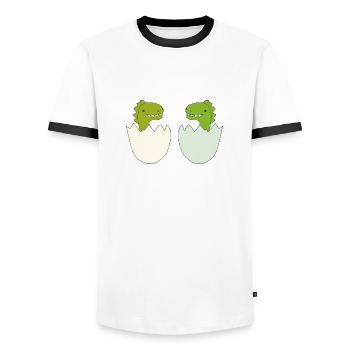 dino baby friends - Männer Kontrast-T-Shirt - Weiß/Schwarz - Vorne - AI Model Female 172 light (172cm) & AI Model Male 178 dark (178cm)