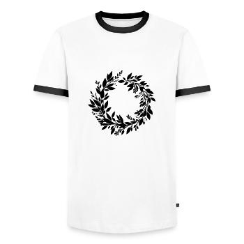 Laurel Wreath Gold Birthday Bachelor Party Celebration Sports Celebration - Men's Ringer Shirt - white/black - Front - AI Model Female 172 light (172cm) & AI Model Male 178 dark (178cm)