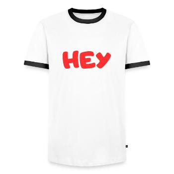 HEY - Männer Kontrast-T-Shirt - Weiß/Schwarz - Vorne - AI Model Female 172 light (172cm) & AI Model Male 178 dark (178cm)