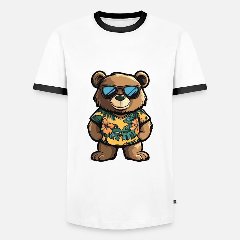 Bear Comic Vacation - Men's Ringer Shirt - white/black