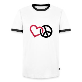 Peace - T-shirt contrasté Homme - blanc/noir - Devant - AI Model Female 172 light (172cm) & AI Model Male 178 dark (178cm)