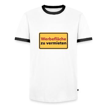 Werbung - Männer Kontrast-T-Shirt - Weiß/Schwarz - Vorne - AI Model Female 172 light (172cm) & AI Model Male 178 dark (178cm)