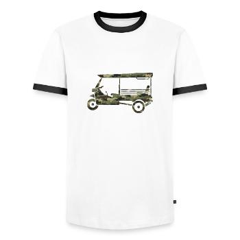 Camo Tuk-Tuk Army - Men's Ringer Shirt - white/black - Front - AI Model Female 172 light (172cm) & AI Model Male 178 dark (178cm)