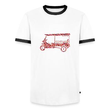 Tuk-Tuk Full of Love - Men's Ringer Shirt - white/black - Front - AI Model Female 172 light (172cm) & AI Model Male 178 dark (178cm)