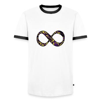 Love By The Sun Dream By The Moon Boho Gift - Men's Ringer Shirt - white/black - Front - AI Model Female 172 light (172cm) & AI Model Male 178 dark (178cm)